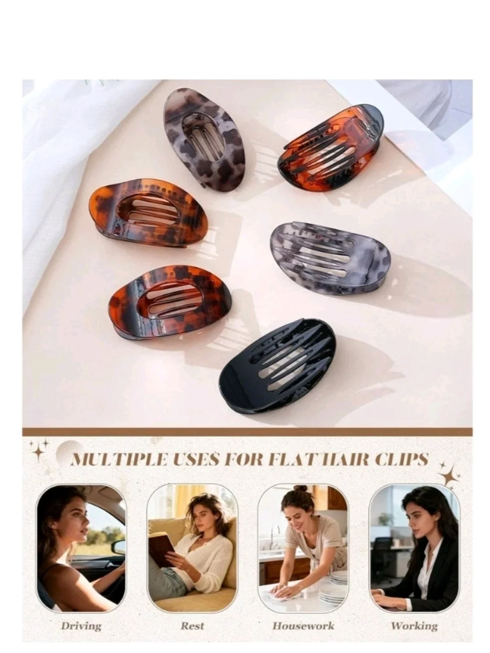 Assorted Tortoiseshell Hair Claw Clip Set - Women Accessories